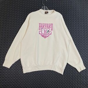 Vintage TSI Hardvard University Cream Crewneck Pullover Sweater Men's‎ Size XL